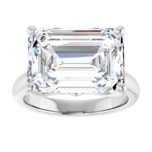 18K White Gold 14x10 mm Emerald Ring Mounting – image 5