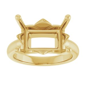 14K Yellow Gold 14x10 mm Emerald Ring Mounting – image 6