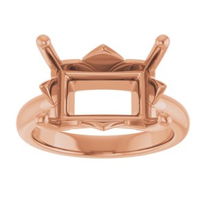 10K Rose Gold 14x10 mm Emerald Ring Mounting – image 6
