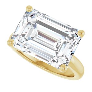 14K Yellow Gold 14x10 mm Emerald Ring Mounting – image 8