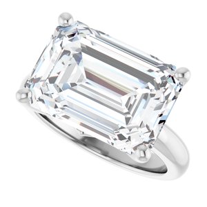 18K White Gold 14x10 mm Emerald Ring Mounting – image 8