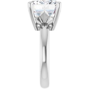 18K Palladium White Gold 14x10 mm Emerald Ring Mounting – image 7