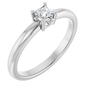 14K White Gold 3x3 mm Square Ring Mounting
