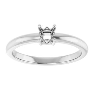 18K Palladium White Gold 3x3 mm Square Ring Mounting – image 6