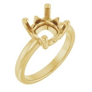 14K Yellow Gold 9x9 mm Cushion Ring Mounting – image 2