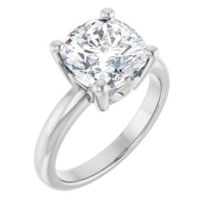 Sterling Silver 9x9 mm Cushion Ring Mounting