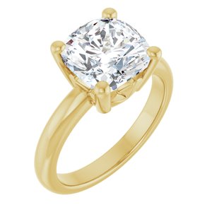 14K Yellow Gold 9x9 mm Cushion Ring Mounting