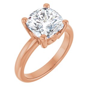 18K Rose Gold 9x9 mm Cushion Ring Mounting