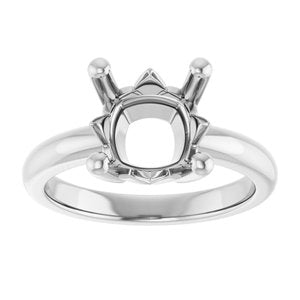 18K Palladium White Gold 9x9 mm Cushion Ring Mounting – image 6