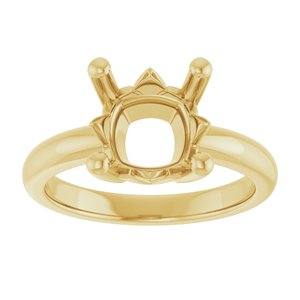 14K Yellow Gold 9x9 mm Cushion Ring Mounting – image 6