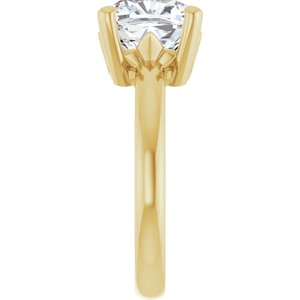 14K Yellow Gold 9x9 mm Cushion Ring Mounting – image 7