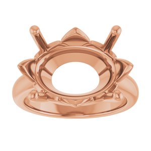 18K Rose Gold 18x13 mm Oval Ring Mounting – image 6