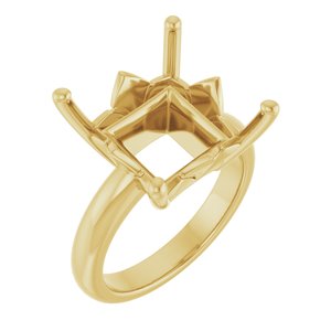 18K Yellow Gold 12x12 mm Square Ring Mounting – image 2