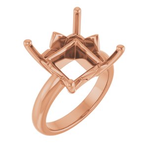 14K Rose Gold 12x12 mm Square Ring Mounting – image 2