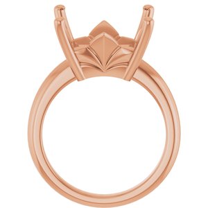 14K Rose Gold 12x12 mm Square Ring Mounting – image 4