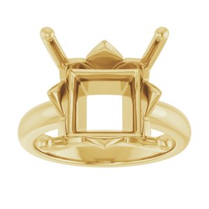18K Yellow Gold 12x12 mm Square Ring Mounting – image 6