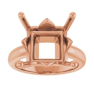 14K Rose Gold 12x12 mm Square Ring Mounting – image 6