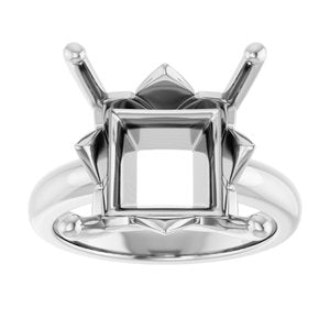 18K Palladium White Gold 12x12 mm Square Ring Mounting – image 6
