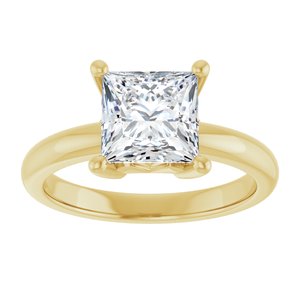 14K Yellow Gold 7x7 mm Square Ring Mounting – image 5