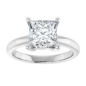 18K X1 White Gold 7x7 mm Square Ring Mounting – image 5