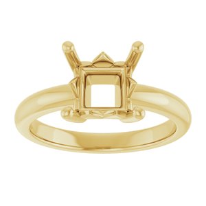 14K Yellow Gold 7x7 mm Square Ring Mounting – image 6