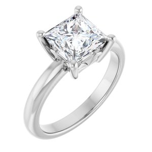 18K Palladium White Gold 7x7 mm Square Ring Mounting