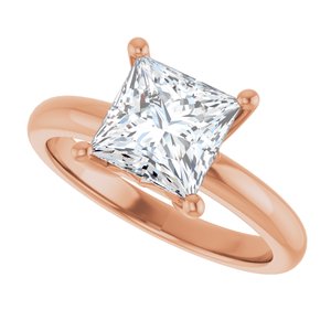 18K Rose Gold 7x7 mm Square Ring Mounting – image 8