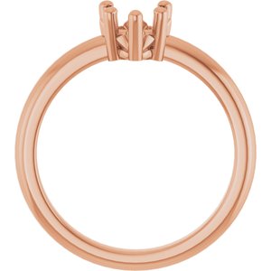 18K Rose Gold 6x6 mm Heart Ring Mounting – image 4