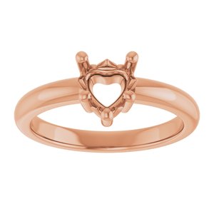 18K Rose Gold 6x6 mm Heart Ring Mounting – image 6