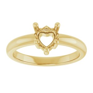 10K Yellow Gold 6x6 mm Heart Ring Mounting – image 6