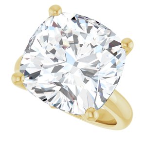 18K Yellow Gold 14x14 mm Cushion Ring Mounting – image 8