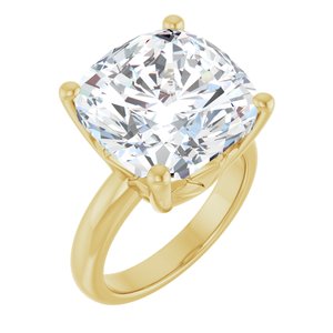 14K Yellow Gold 14x14 mm Cushion Ring Mounting