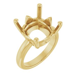 14K Yellow Gold 14x14 mm Cushion Ring Mounting – image 2