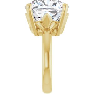 18K Yellow Gold 14x14 mm Cushion Ring Mounting – image 7