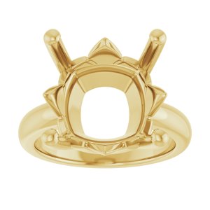 14K Yellow Gold 14x14 mm Cushion Ring Mounting – image 6