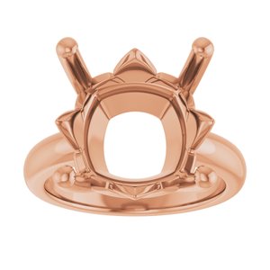 14K Rose Gold 14x14 mm Cushion Ring Mounting – image 6