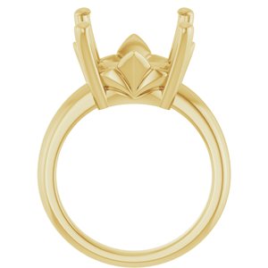 14K Yellow Gold 14x14 mm Cushion Ring Mounting – image 4