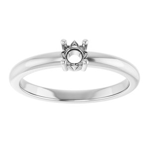 14K White Gold 3.8 mm Round Ring Mounting – image 6