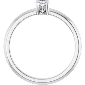 10K White Gold 3x3 mm Cushion Ring Mounting – image 3