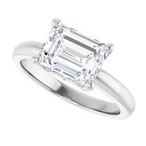 18K Palladium White Gold 8.5x6.5 mm Emerald Ring Mounting – image 8
