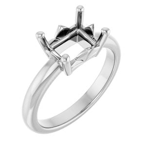 18K Palladium White Gold 8.5x6.5 mm Emerald Ring Mounting – image 2