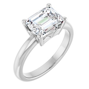 14K X1 White Gold 8.5x6.5 mm Emerald Ring Mounting