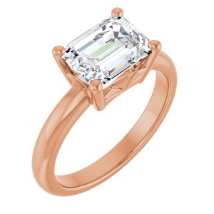 10K Rose Gold 8.5x6.5 mm Emerald Ring Mounting