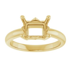 14K Yellow Gold 8.5x6.5 mm Emerald Ring Mounting – image 6