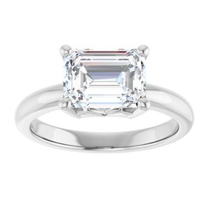 18K Palladium White Gold 8.5x6.5 mm Emerald Ring Mounting – image 5