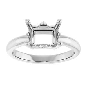 10K White Gold 8.5x6.5 mm Emerald Ring Mounting – image 6