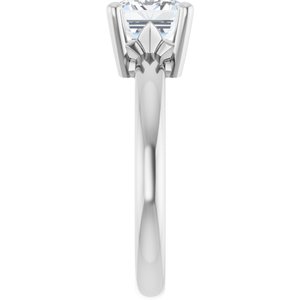 18K Palladium White Gold 8.5x6.5 mm Emerald Ring Mounting – image 7