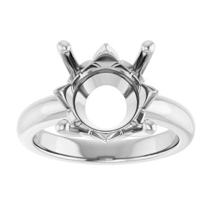 10K White Gold 12 mm Round Ring Mounting – image 6