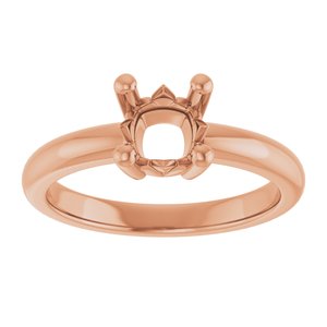 14K Rose Gold 6x6 mm Cushion Ring Mounting – image 6
