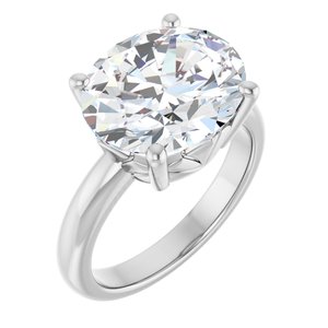 14K White Gold 13x11 mm Oval Ring Mounting